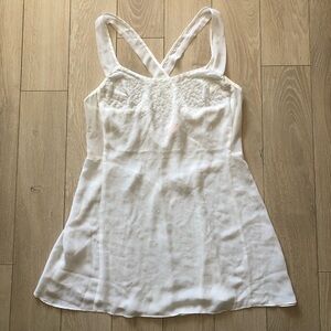 Vintage Just Flora Bead Embellished Lingerie Top in White Size L